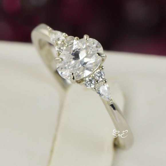 NEW WOMENS 925 STERLING SILVER ENGAGEMENT RINGS WEDDING RINGS DIAMOND SET - Picture 6 of 8